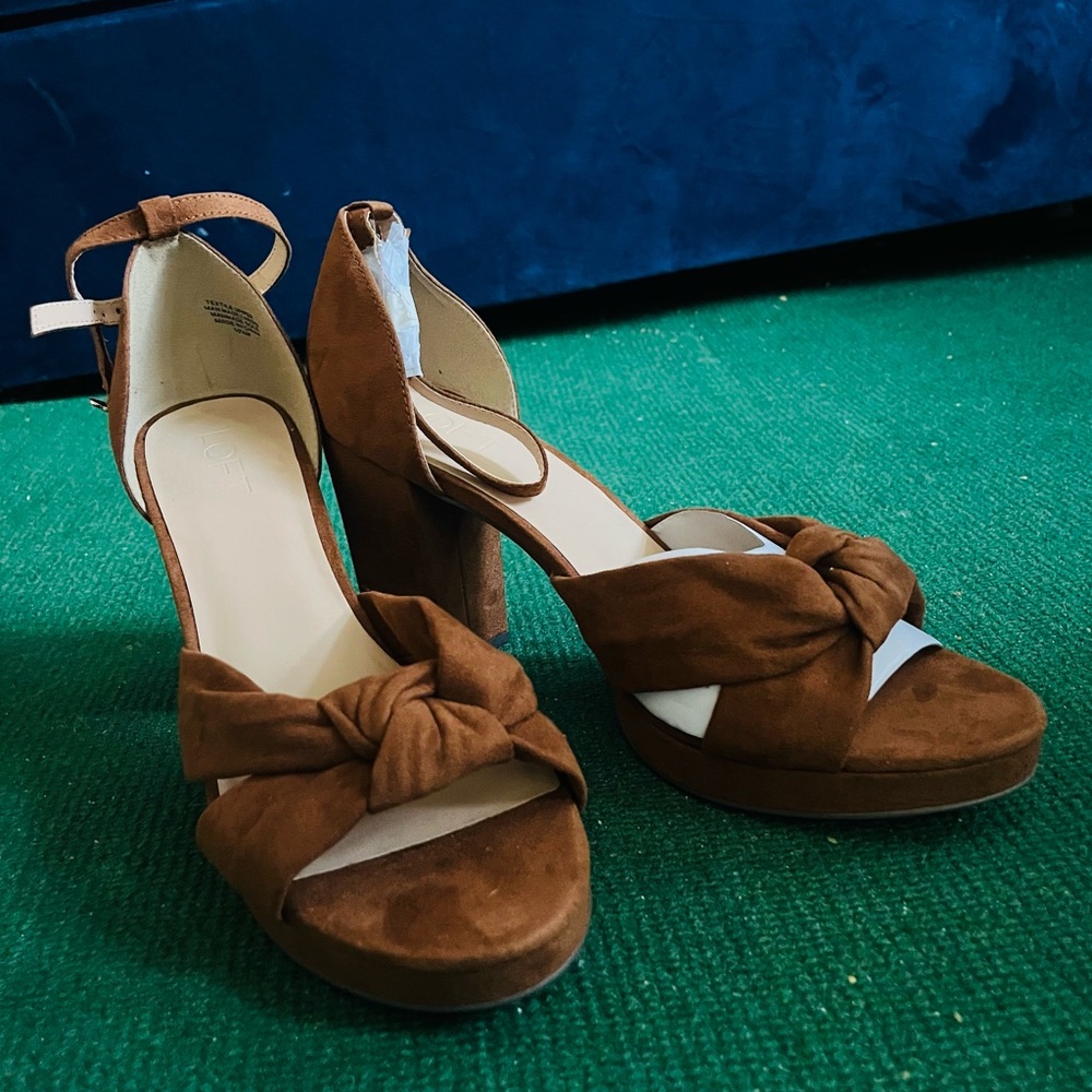 Brown Suede Women's Heeled Sandals
